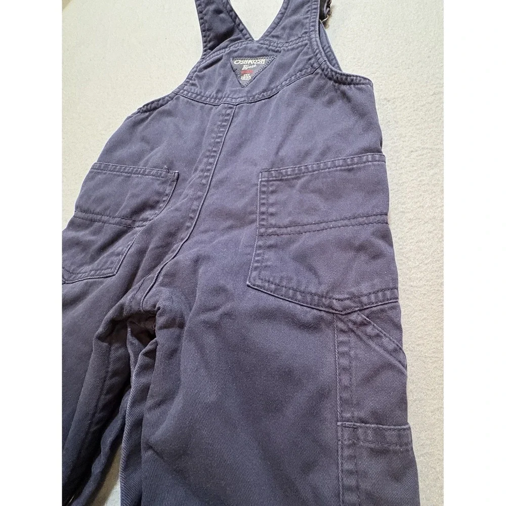 OshKosh B'gosh 12mos Overalls Navy Blue‎ Fleece Lined Snap Legs Adjustable Strap